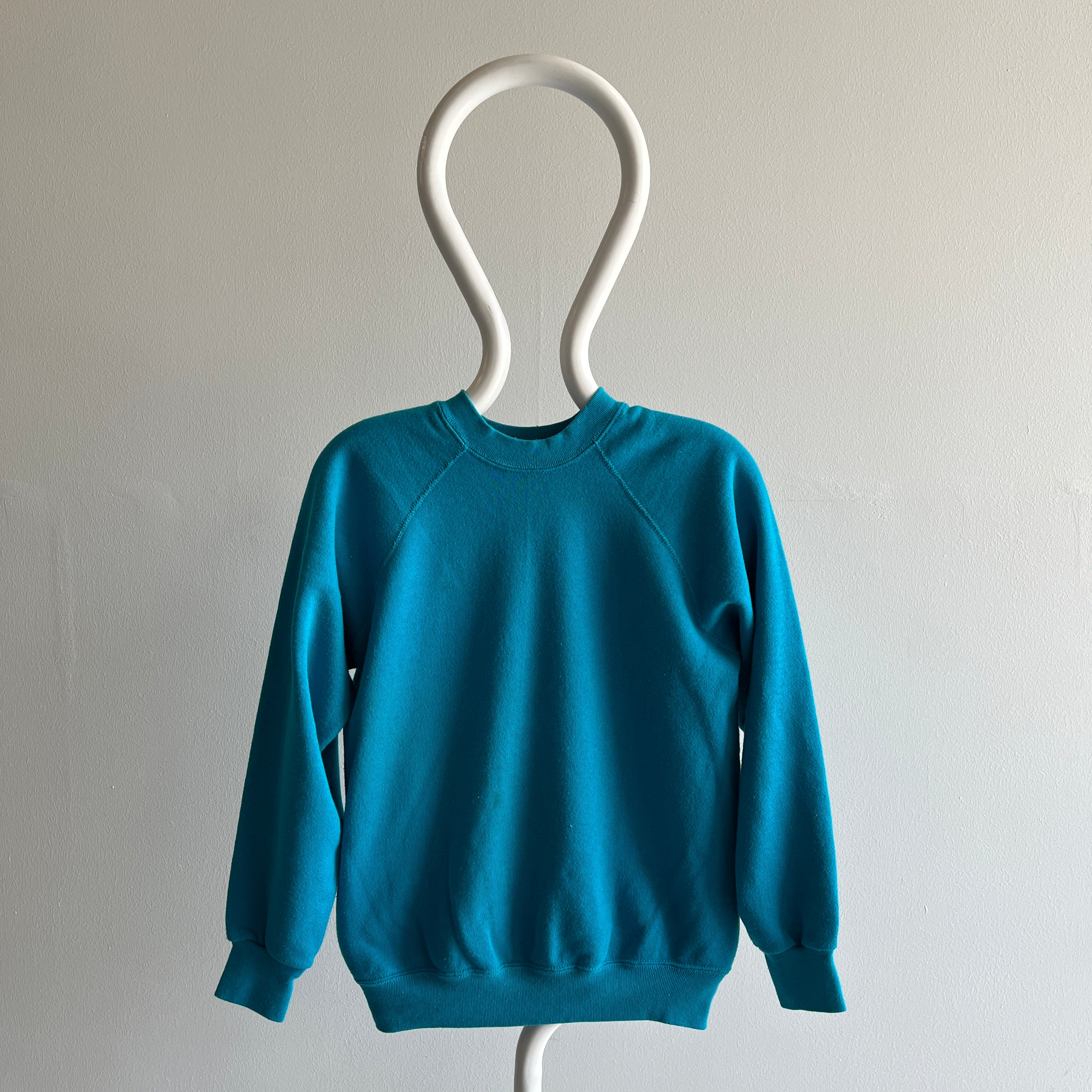 1980s Blank Teal Raglan by Sweats Appeal / Tultex