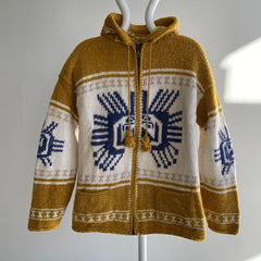 1970s Traditional Cowichan Motif with Pointy Hood - Home Knit