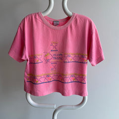 1990 Ocean Pacific Faded Hot Pink Front and Back Slouchy Crop Top