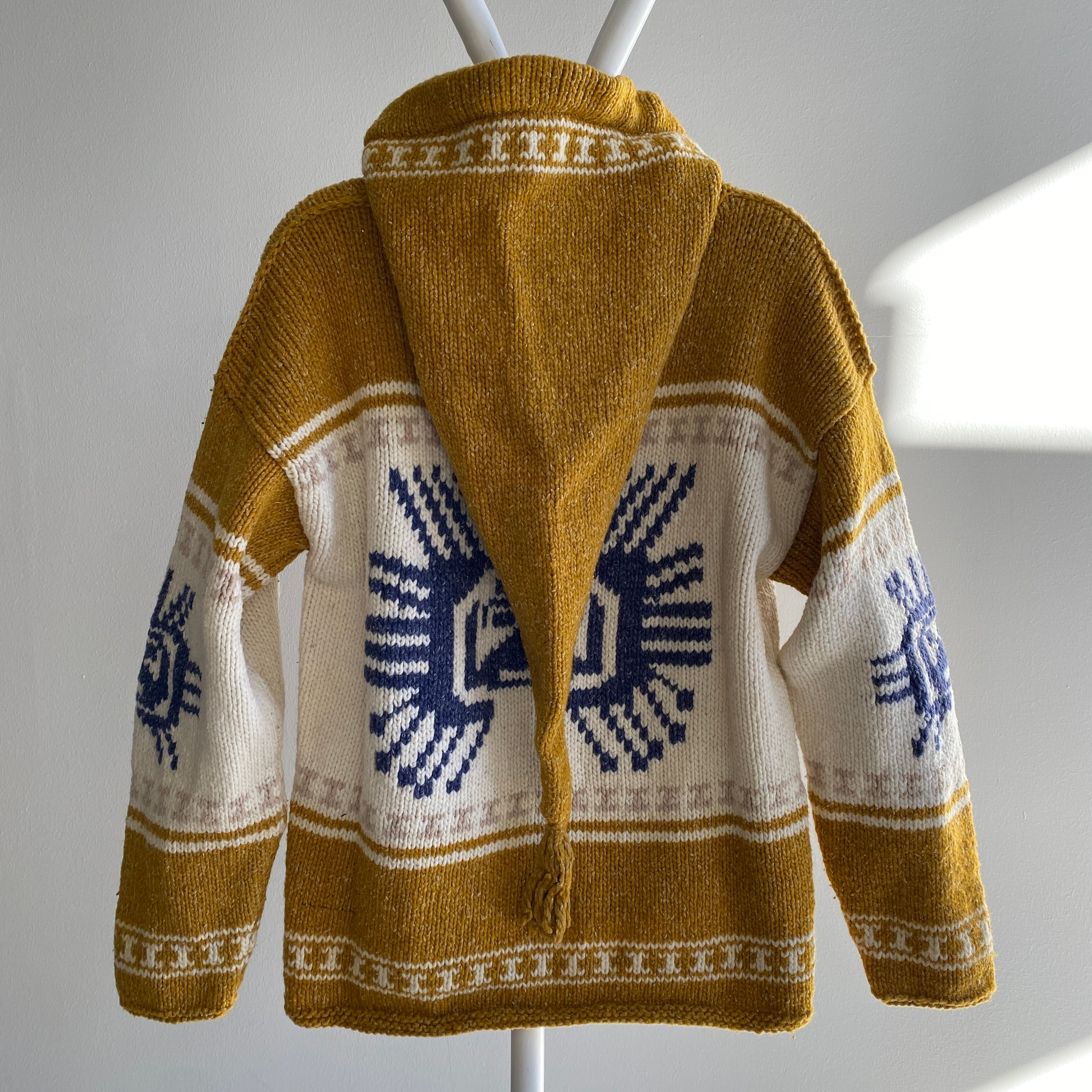 1970s Traditional Cowichan Motif with Pointy Hood - Home Knit