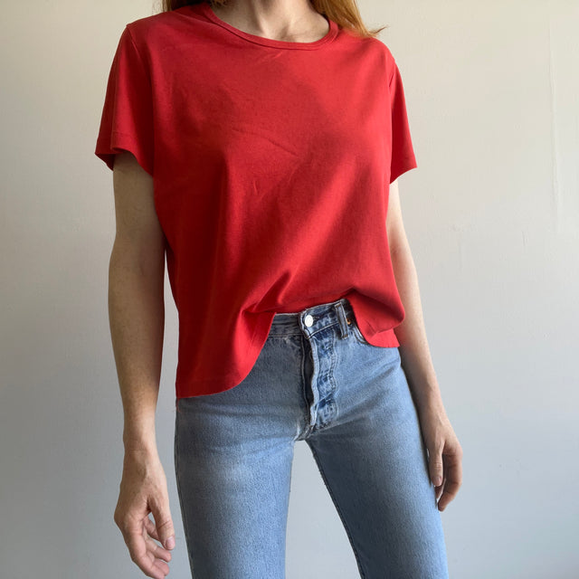T-shirt rouge coupe Sears des années 1960 en coton pour femmes