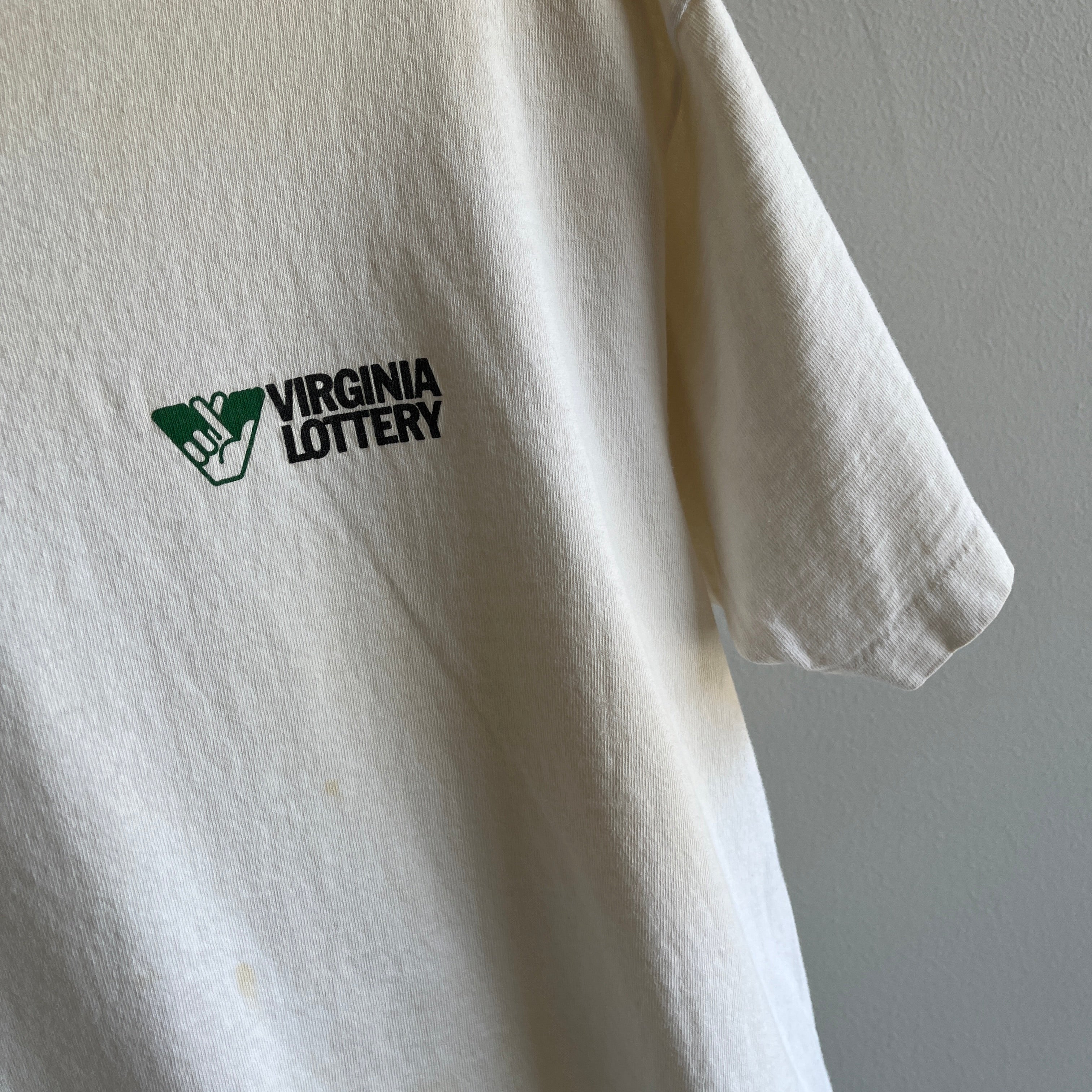 T-shirt blanc des années 1980 de la loterie de Virginie des années 1980