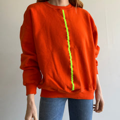 1990s DIY Orange and Neon Yellow Sweatshirt by Russell