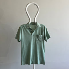 GG - 1970s Soft and Thin Pale Jade Pocket Polo T-Shirt