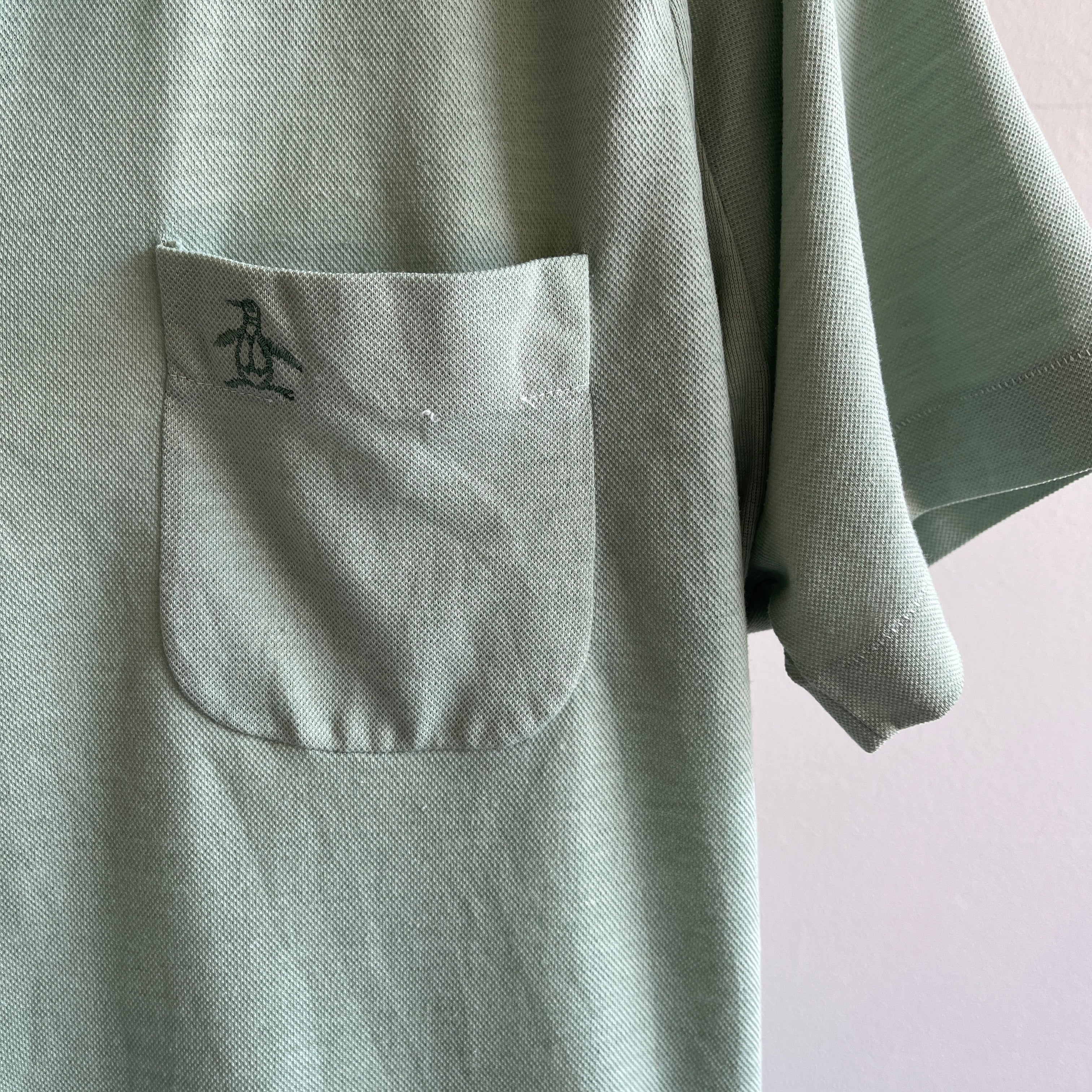 GG - 1970s Soft and Thin Pale Jade Pocket Polo T-Shirt