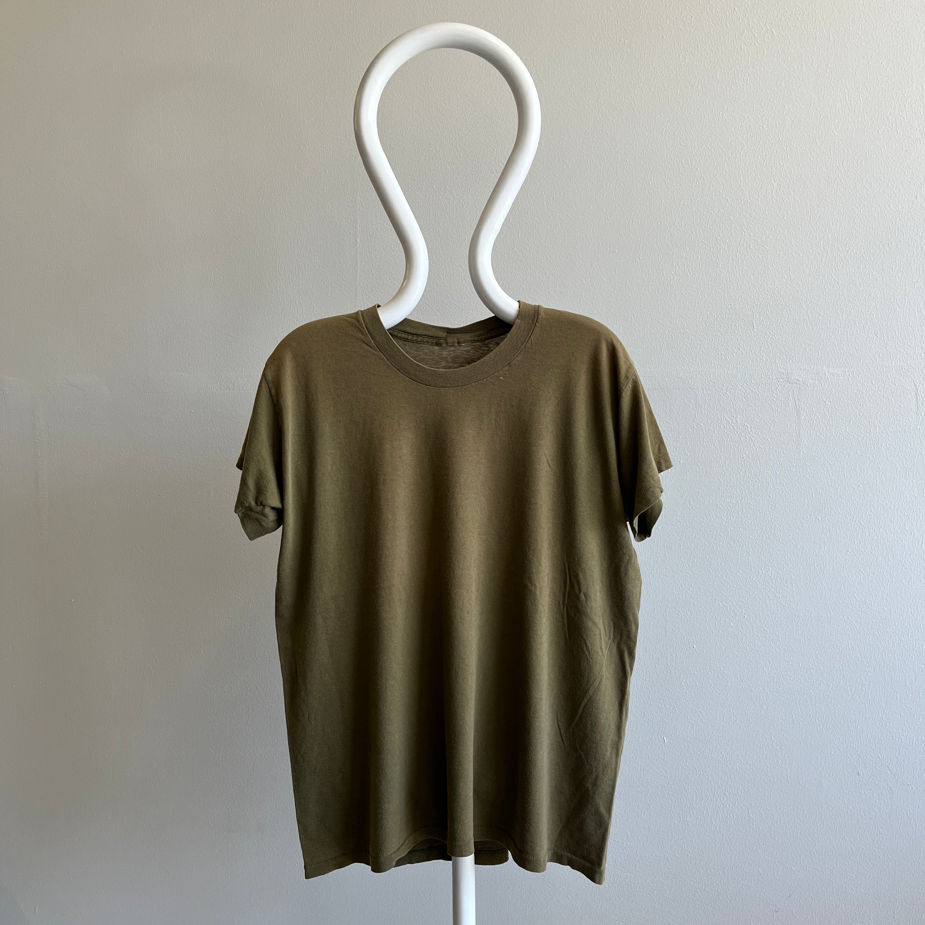 1980s Super Duper Soft And Worn Perfect Blank Brown Single Stitch T-Shirt