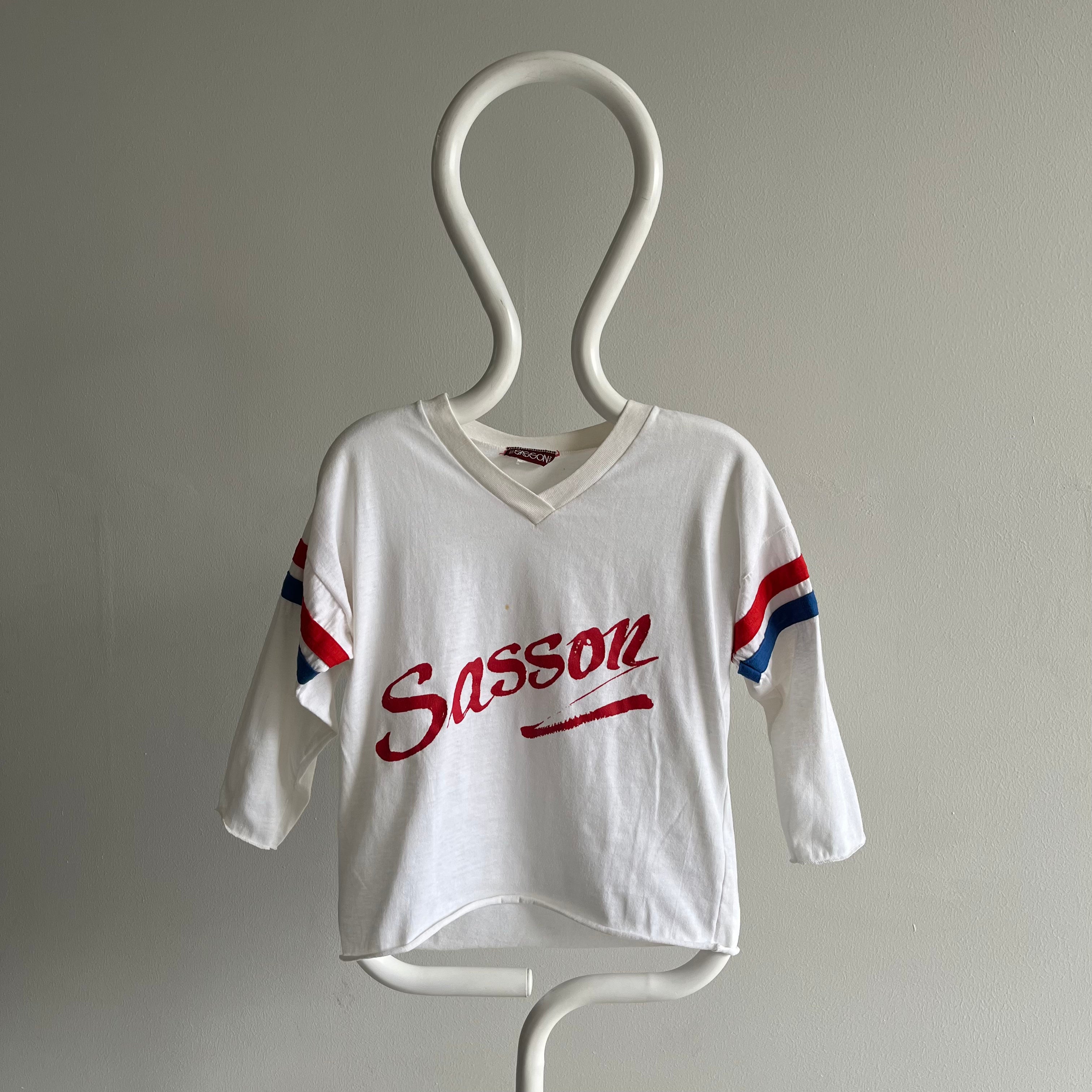 1980s Sasson (!!!!) V-Neck 3/4 Sleeve T-Shirt - !!!! (again)