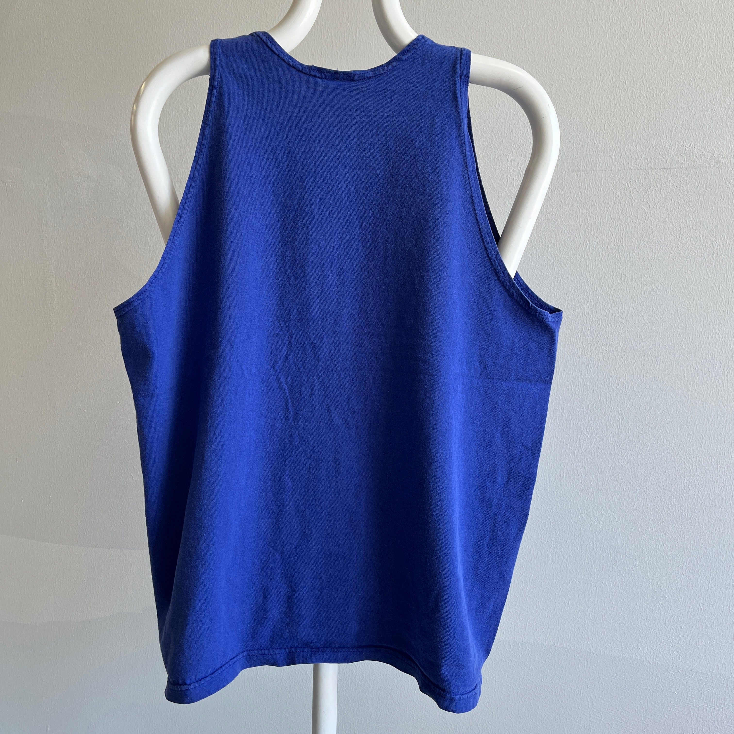 GG - 1990s Blank Blue Cotton Tank Top by Russell