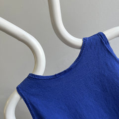 GG - 1990s Blank Blue Cotton Tank Top by Russell