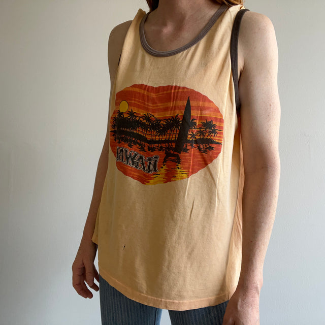 1970s Tattered and Thin Hawaii Tank Top