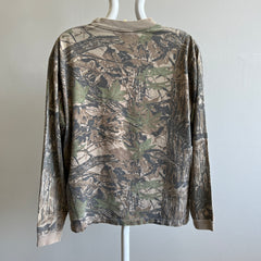 1980s Duxbak à manches longues joliment battu coton chasse col montant camouflage poche chemise