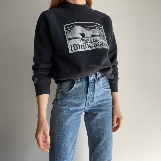 1989 Minnesota Tourist Sweatshirt with Bleach Staining by FOTL