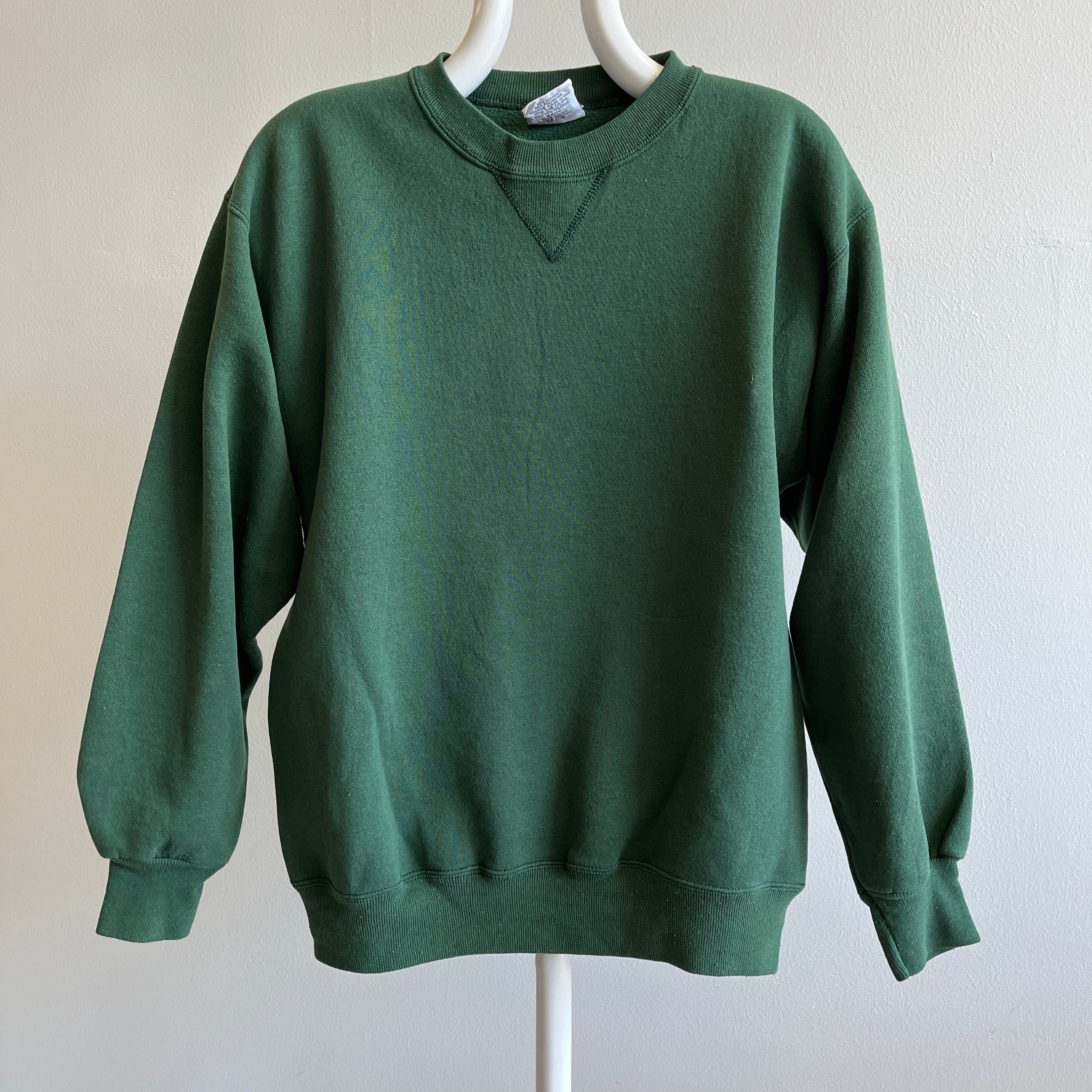 1980s Hunter Green Single V Heavyweight Faded Sweatshirt