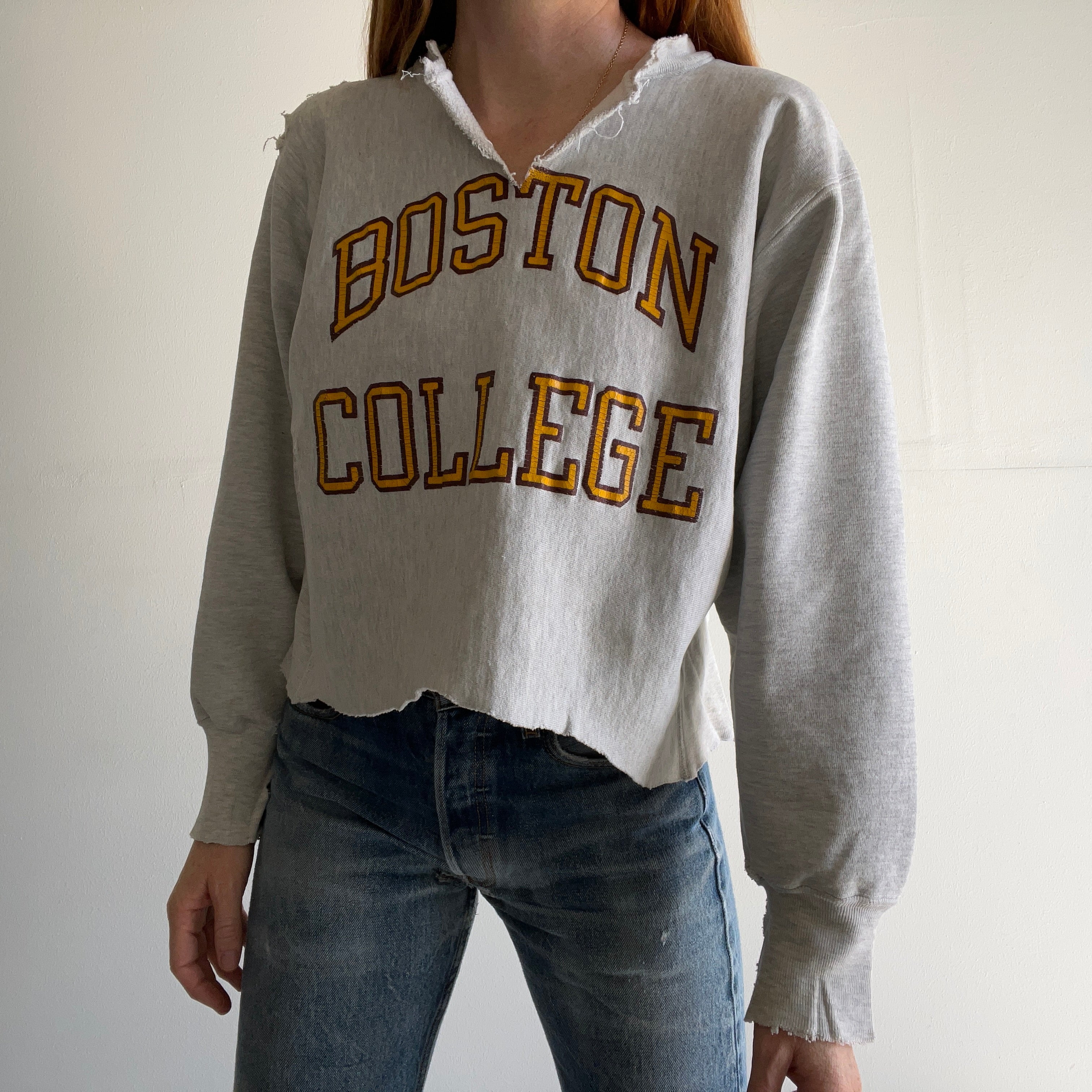 Boston College Reverse Weave Crewneck Sweatshirt | Champion Products | Silver Grey | 3XLarge