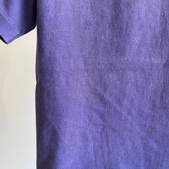 1990s Sun Faded T-shirt à couture unique en coton bleu marine/violet