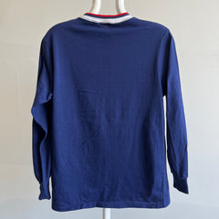 1970s Striped Collar Red, White and Blue Long Sleeve T-Shirt