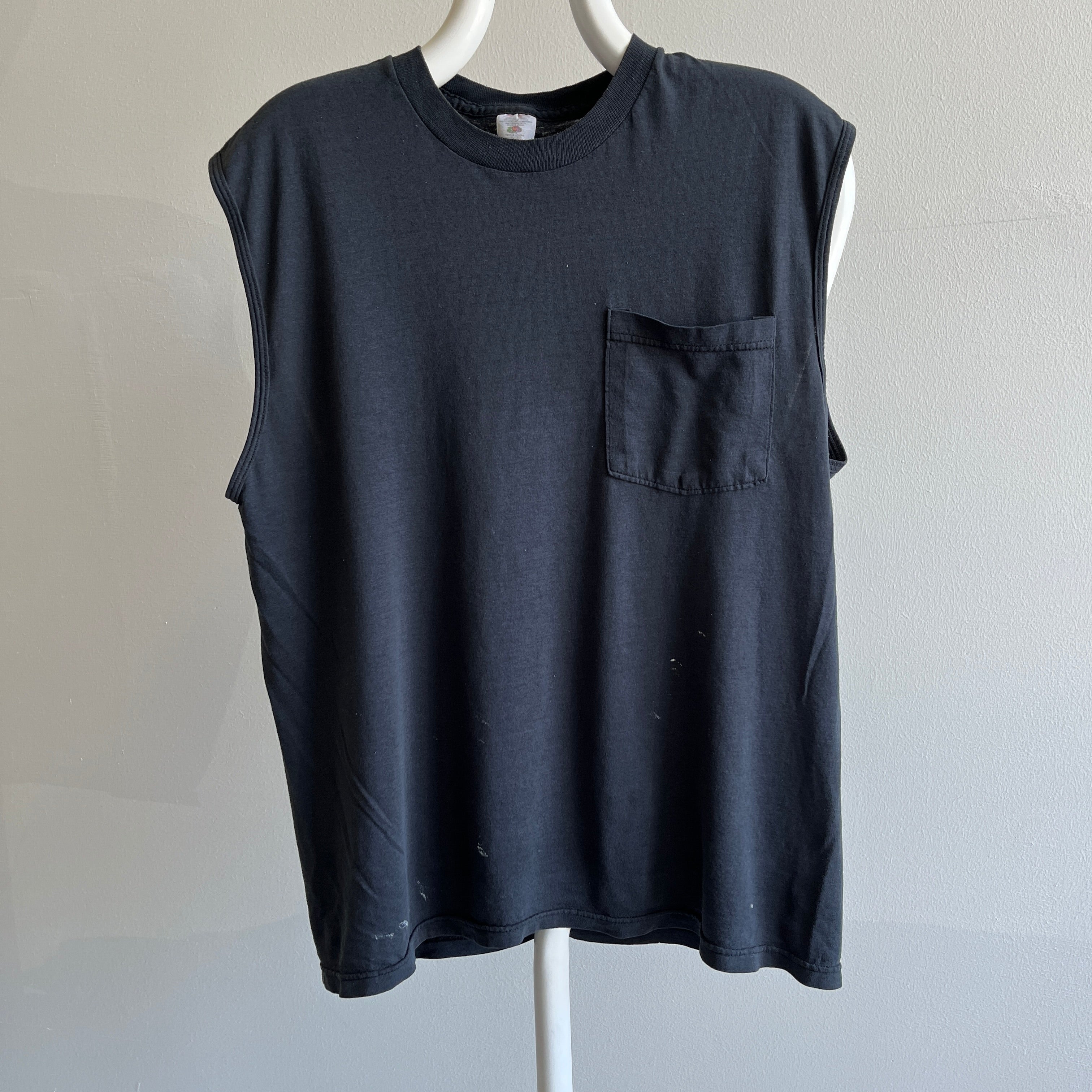 GG - 1990s Thinned Out FOTL Black Muscle Tank Top with Pocket
