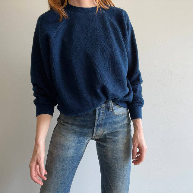 1970s Rare Navy Ribbed Raglan by Sportswear