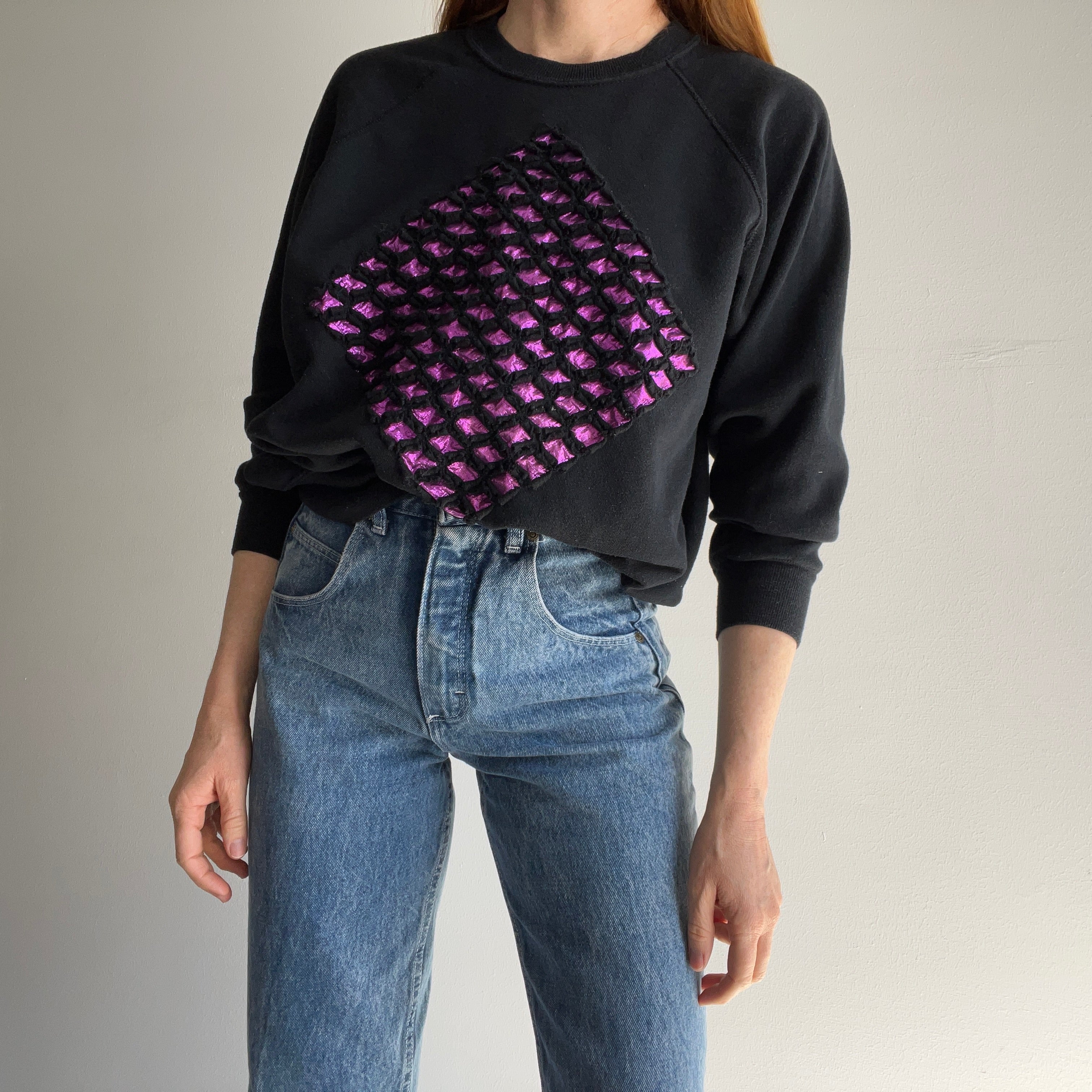 1980s DIY Metallic Diamond Sweatshirt