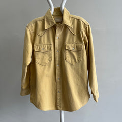 1970s Structured Moleskin (?) Cotton Cowboy Snap Front Flannel - Like, WOAH