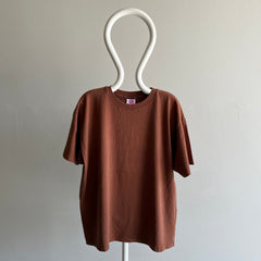 1990s Hanes Her Way Latte Brown Cotton T-Shirt