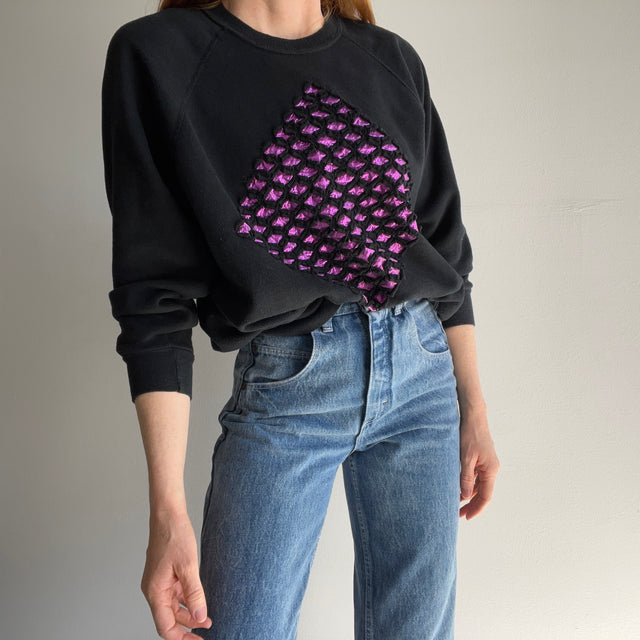 1980s DIY Metallic Diamond Sweatshirt