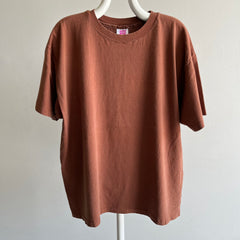 1990s Hanes Her Way Latte Brown Cotton T-Shirt