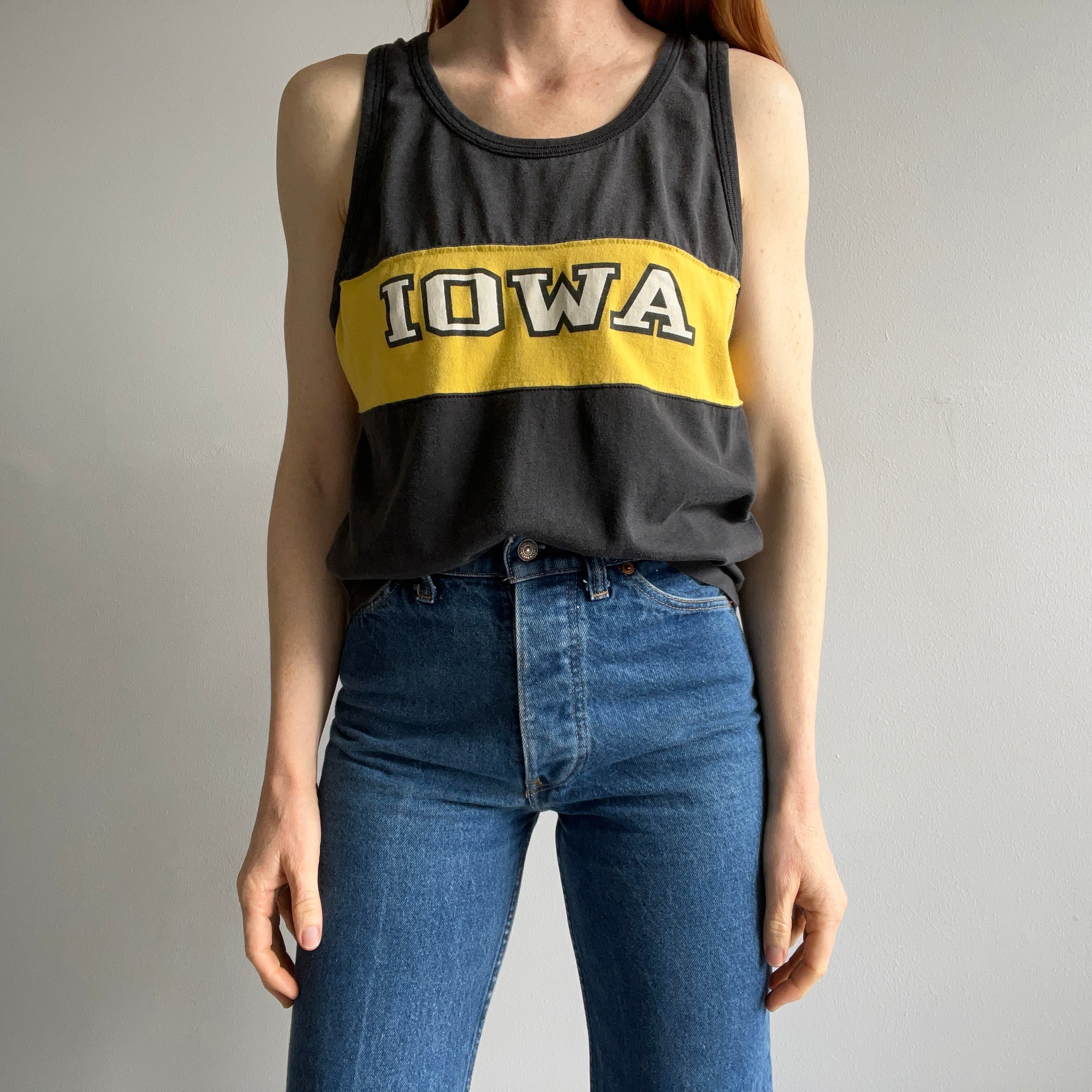 1980s Iowa Two Tone Color Block Tank Top