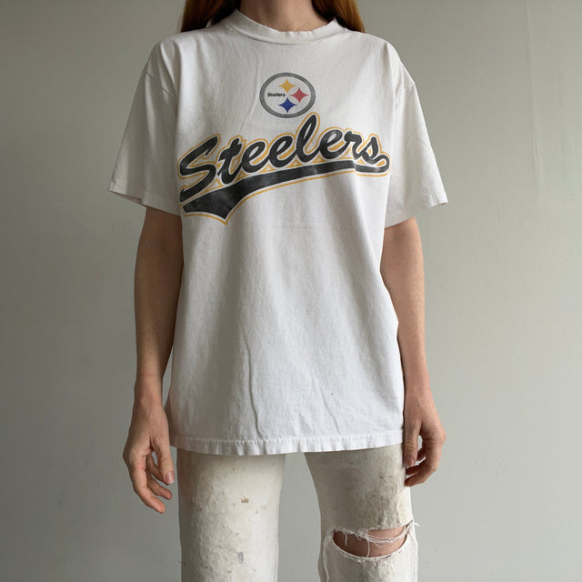 T-shirt Steelers parfaitement déchiré et usé des années 1990