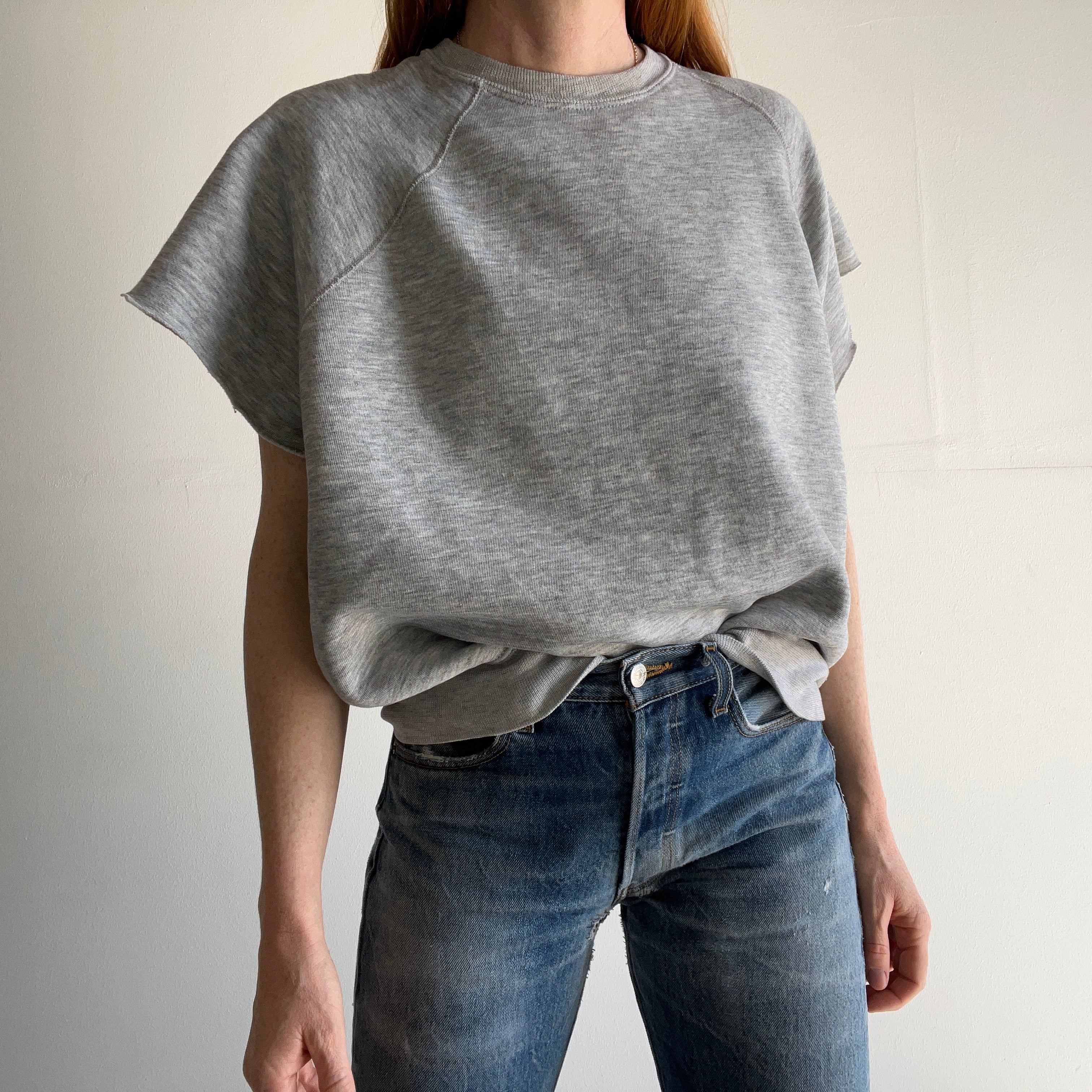 1980s Slouchy and Soft Blank Grey DIY Warm Up