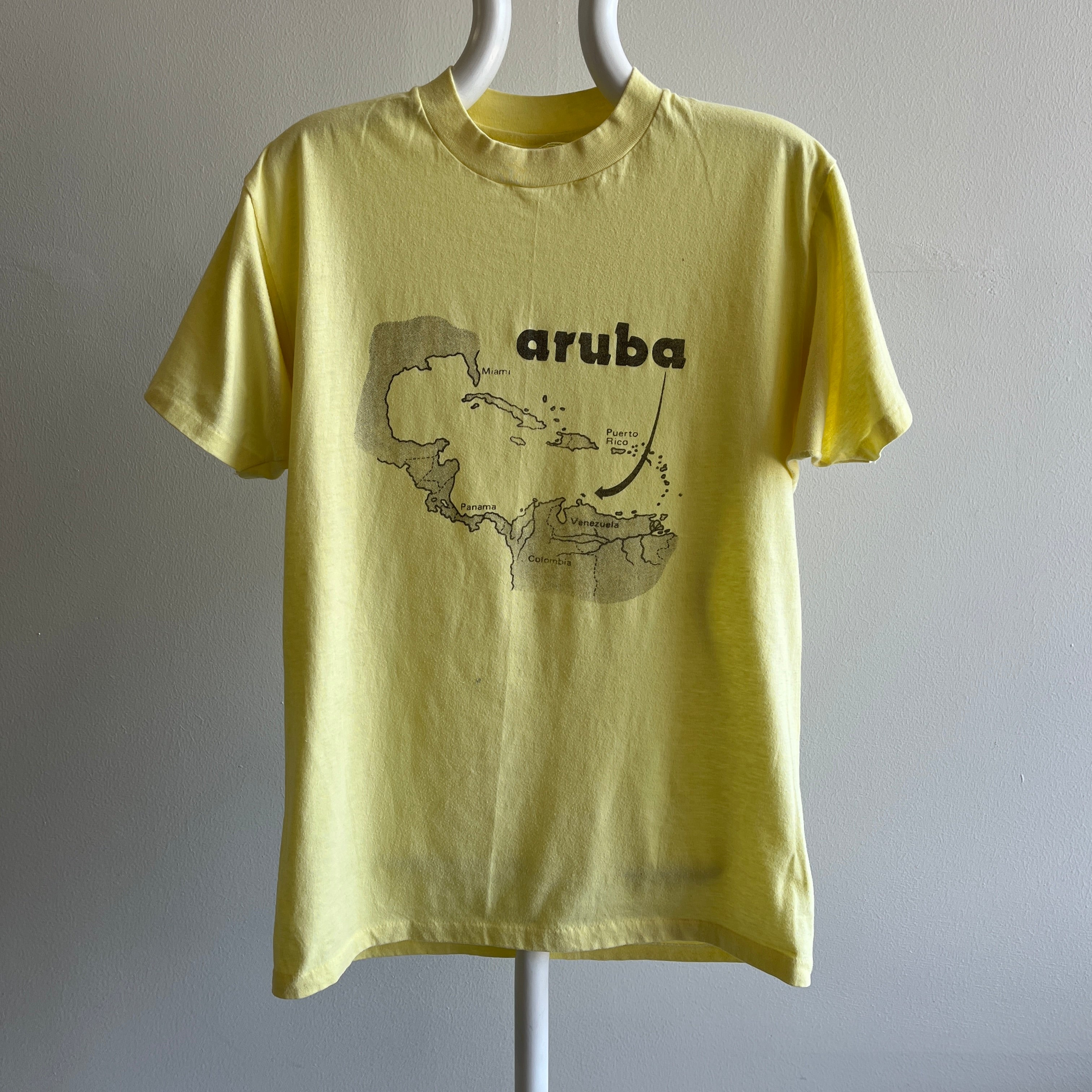 T-shirt de touriste taché d'Aruba des années 1980