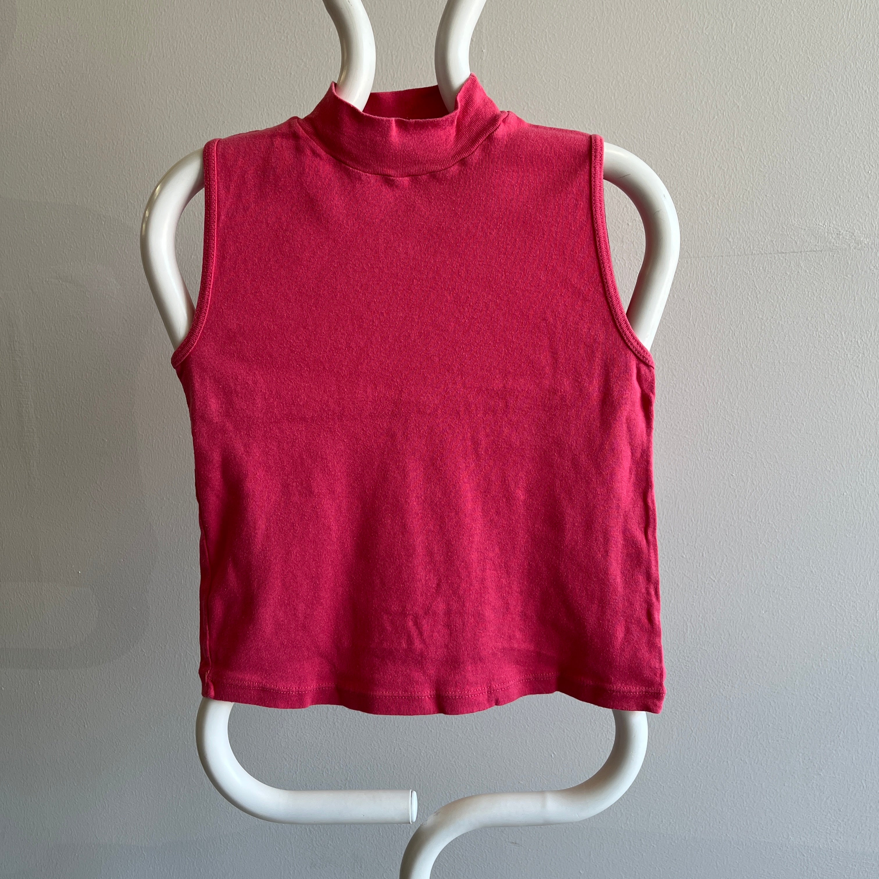 GG 1980s Bubblegum Pink Mock Neck Sleeveless T-Shirt