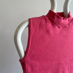 T-shirt sans manches à col montant rose bonbon GG des années 1980