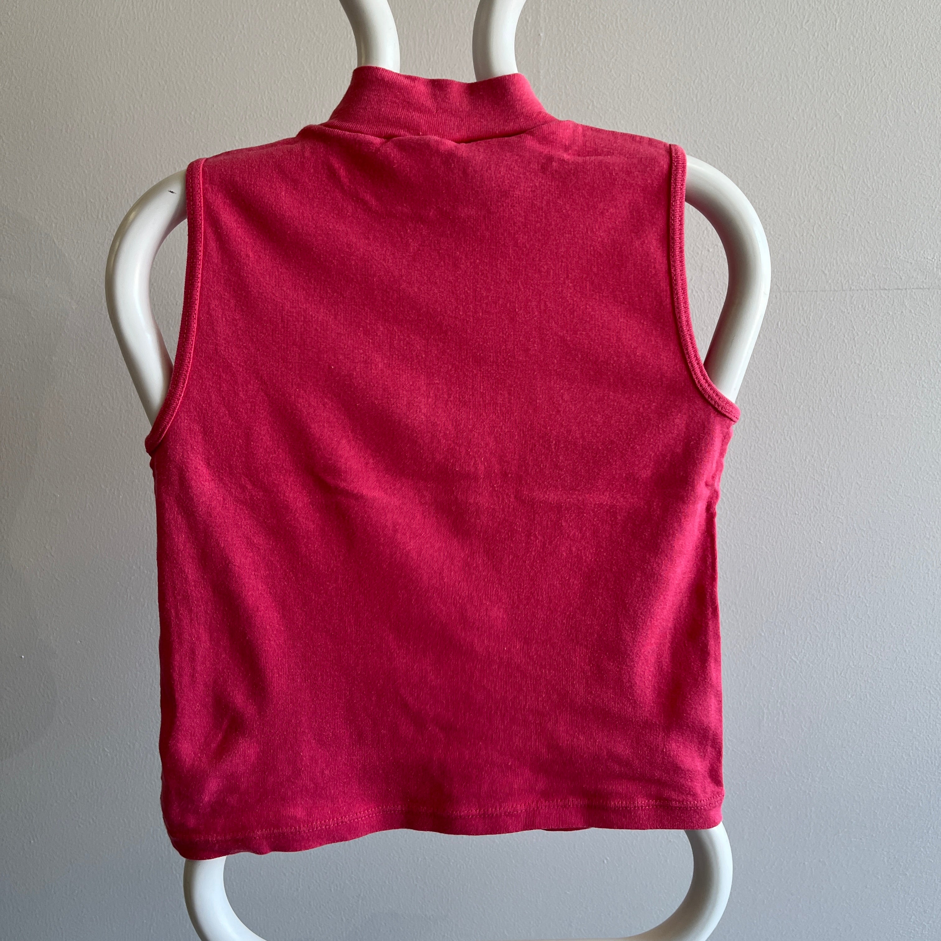 GG 1980s Bubblegum Pink Mock Neck Sleeveless T-Shirt