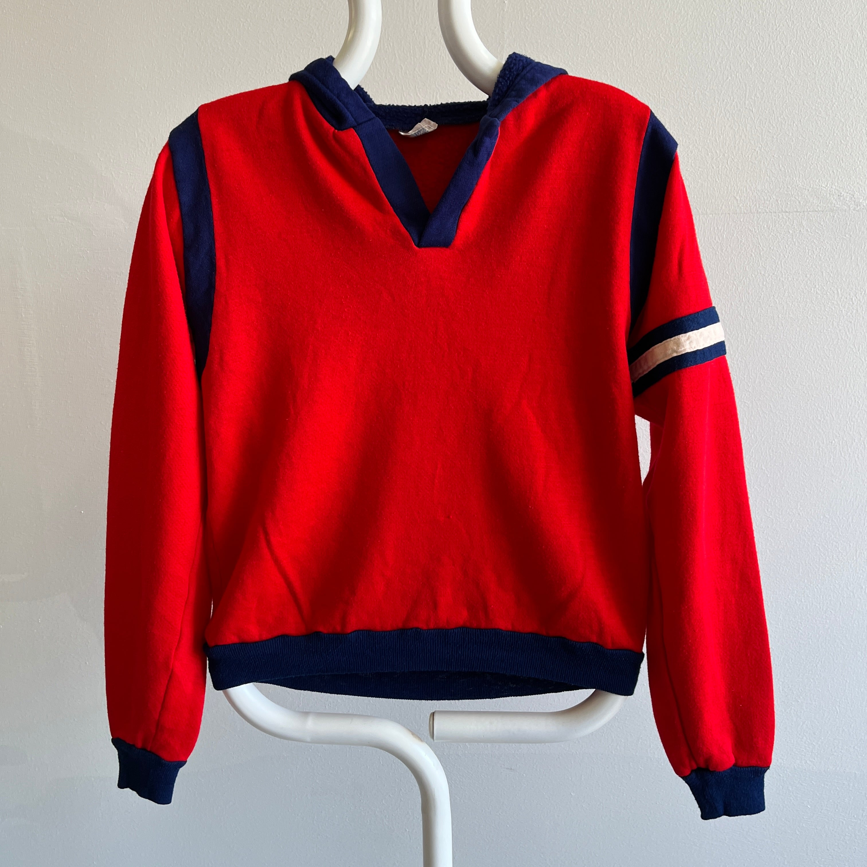 Pull à capuche tricolore GG des années 1970 - Super Duper COol !!