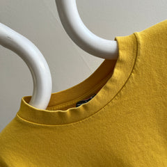 1980s Harley Brand Blank Long Sleeve Mustard/Marigold Long Sleeve Cotton T-Shirt