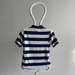 1980s Brooks Brothers Navy and White Striped Children's Polo Shirt