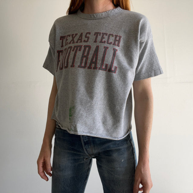 1980s USA Champion Texas Tech Football Cropped T-Shirt