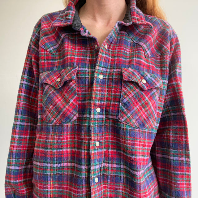 1980/90s Saddle King REALLY COOL Cowboy Snap Front Flannel