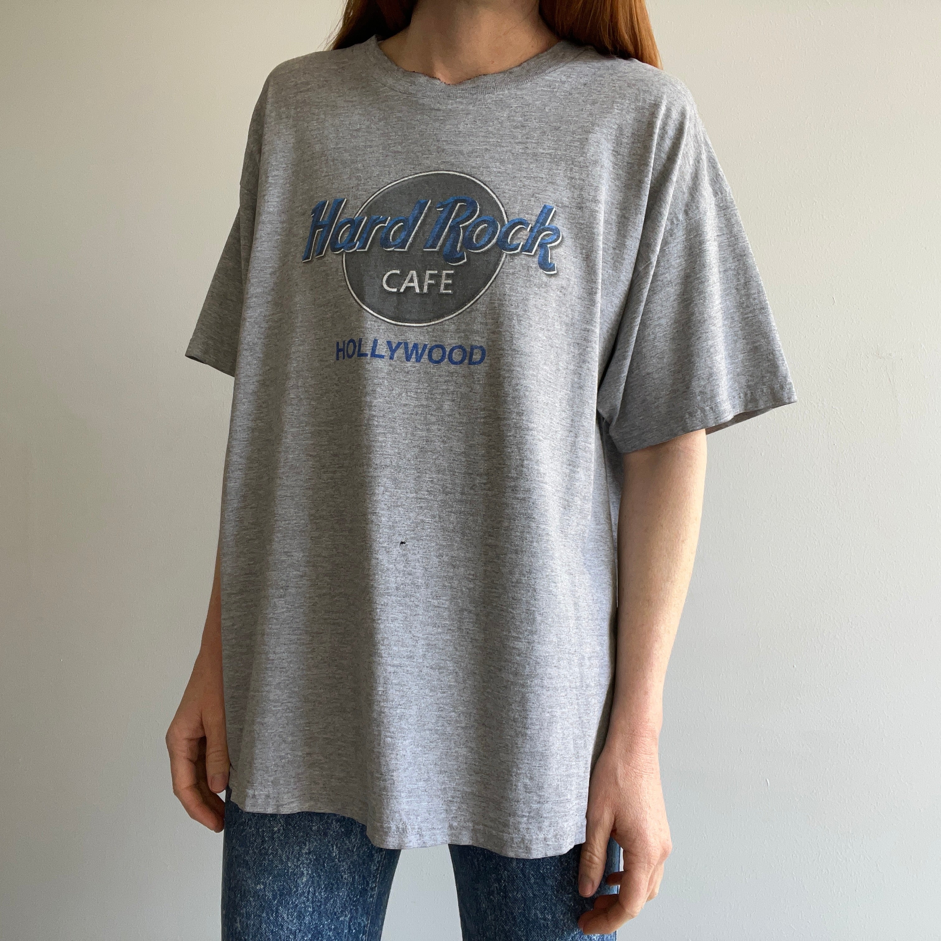 Hard Rock Cafe T-Shirt Women's Classic Metallic Logo Burnout Tee XS  Hollywood