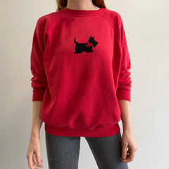 1980/90s Needlepoint Scottie on a Hanes Her Way Raglan - Awwwww