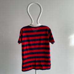 1970/80s ESPRIT Navy and Red Striped Polo T-Shirt – Red Vintage Co