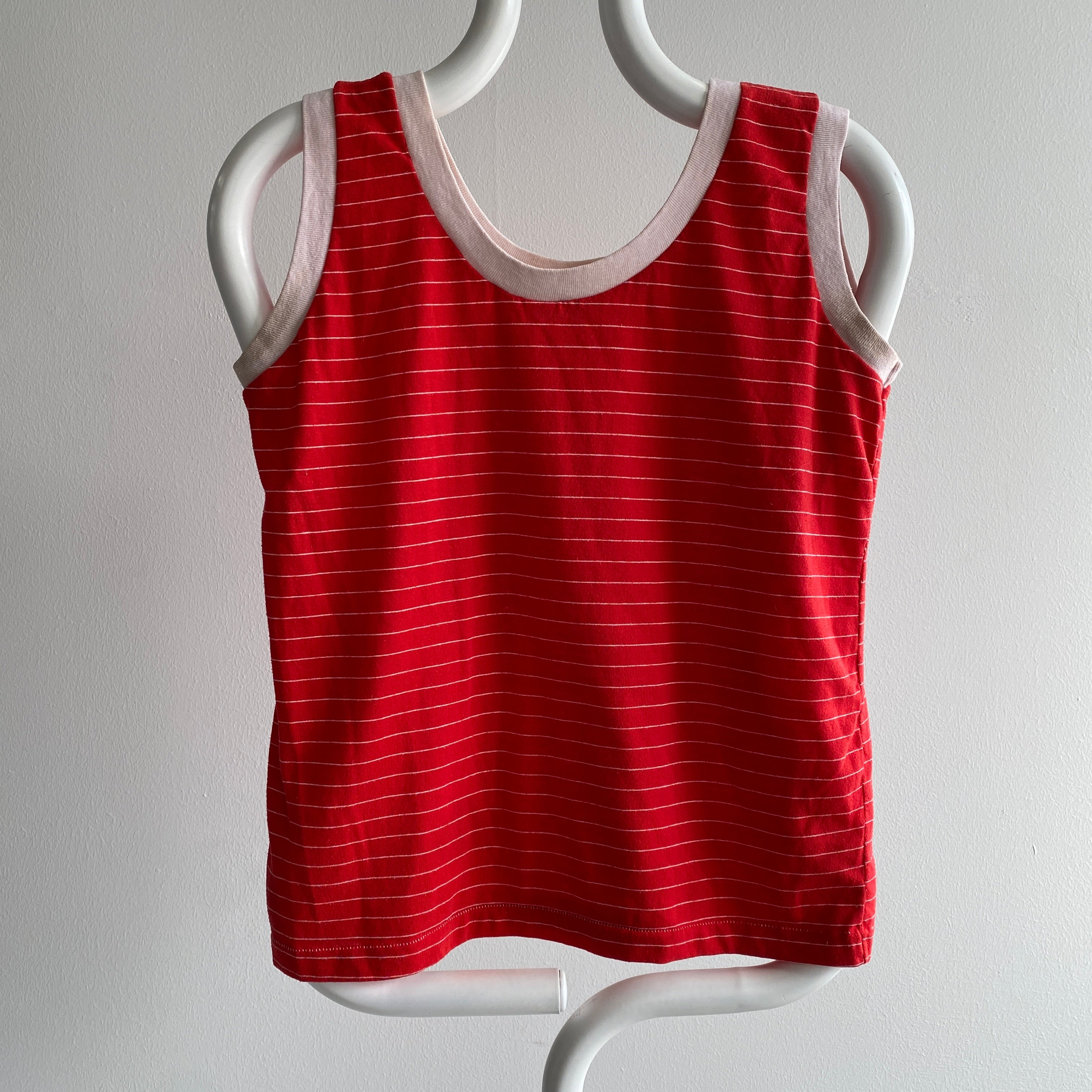 1970s Red and White Striped Tank Top