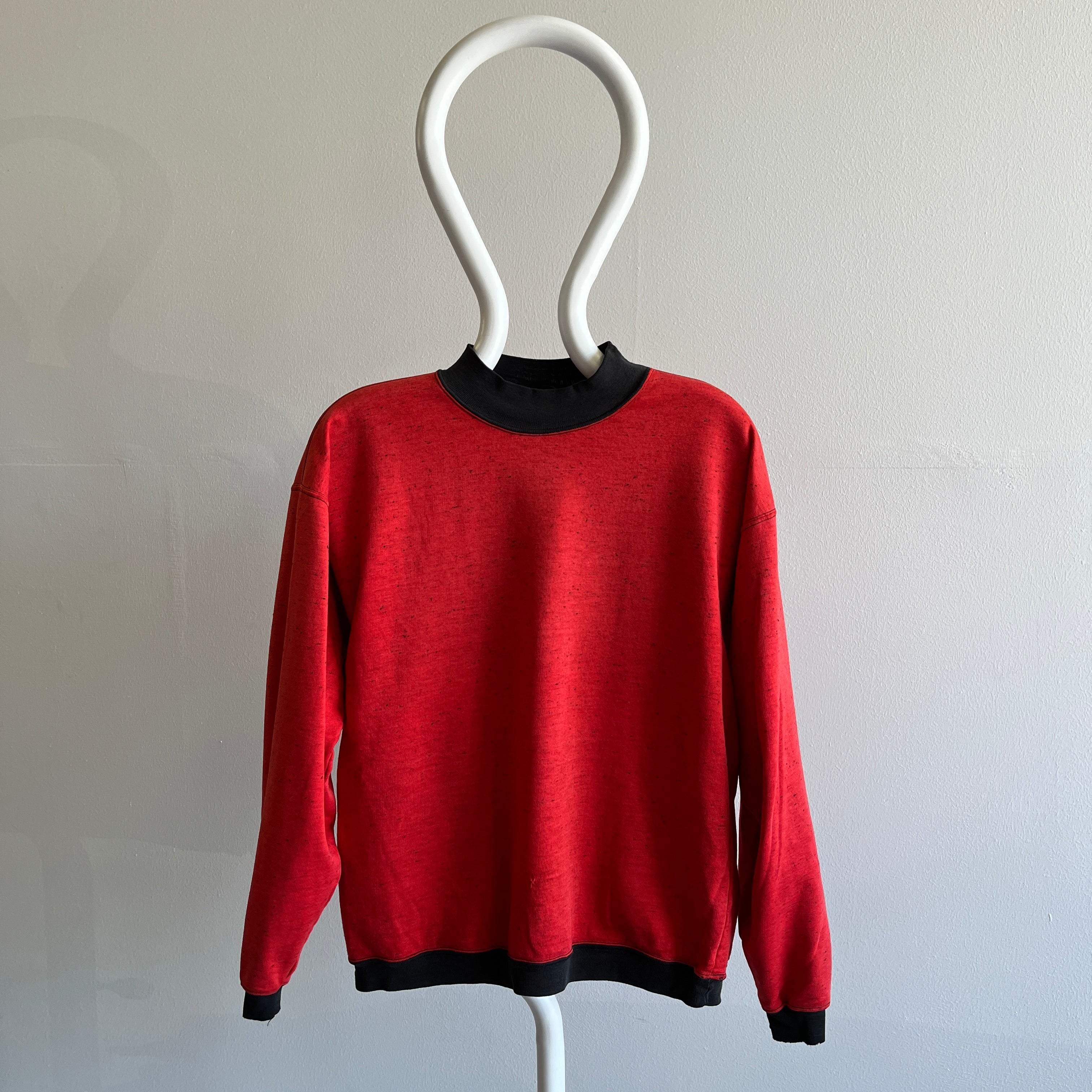 GG Heather Red Sweatshirt with Brown/Black Contrast Trim