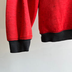 Sweat-shirt rouge chiné GG avec bordure contrastée marron/noir