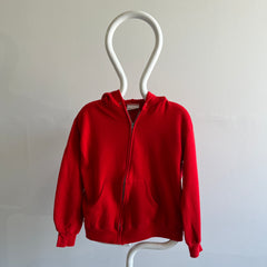 Sweat à capuche zippé rouge GG 1980s par Bassett Walker