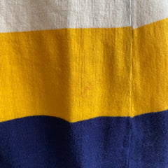 Polo en coton rayé bleu marine et jaune des années 1970 100 % coton