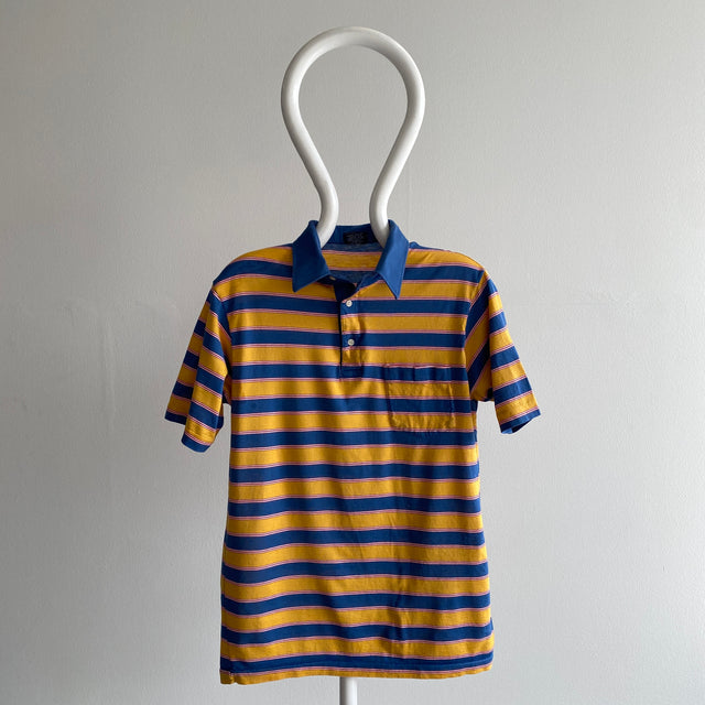 1990s Striped Pocket Golf Polo Shirt "Tailored in Japan"
