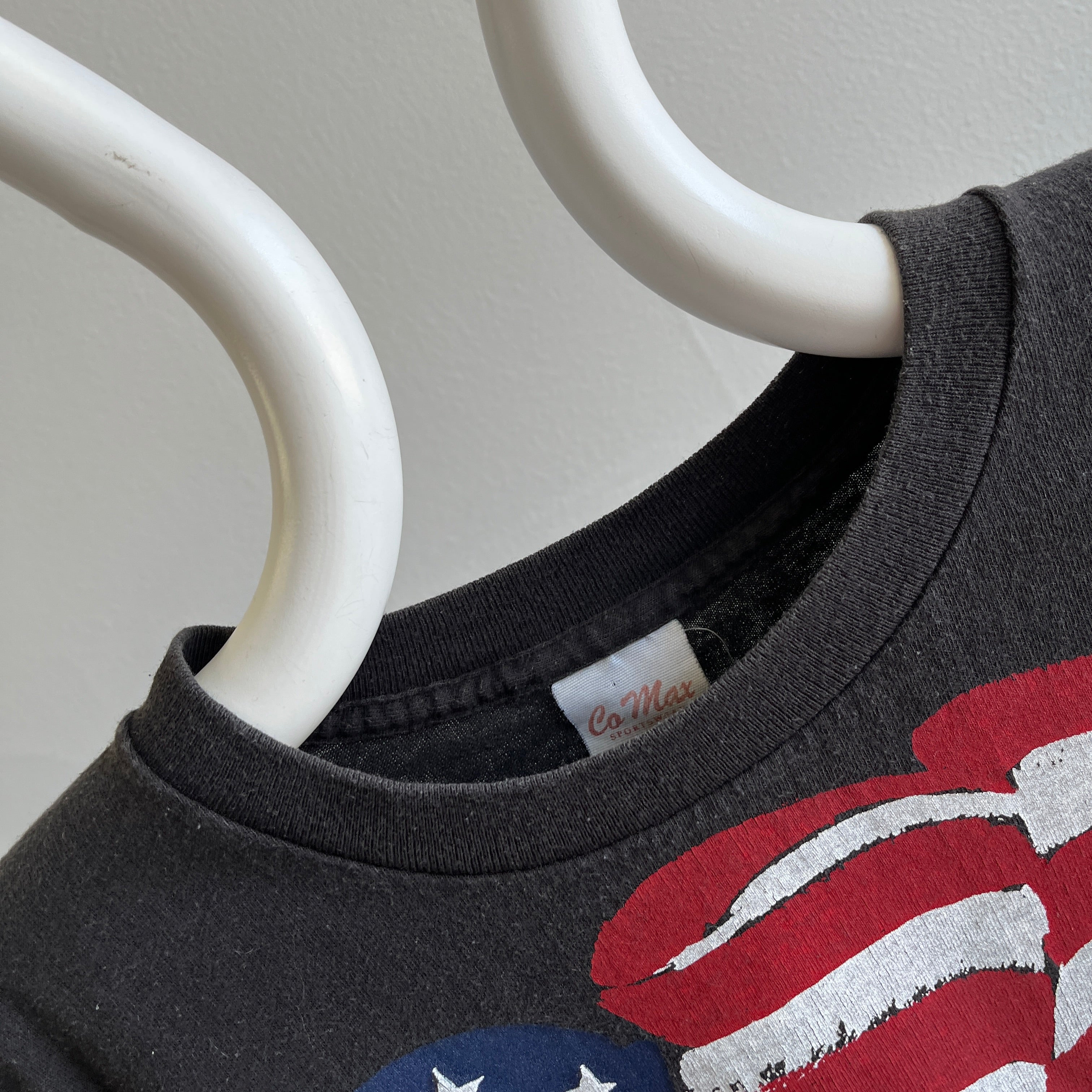1990s Heart American Flag Cotton T-Shirt