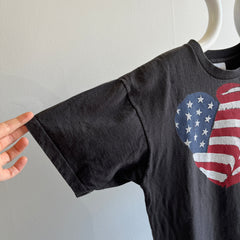 T-shirt en coton avec drapeau américain des années 1990